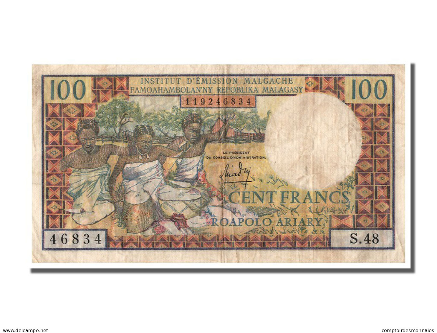 Billet, Madagascar, 100 Francs =  20 Ariary, 1961, TTB - Madagascar