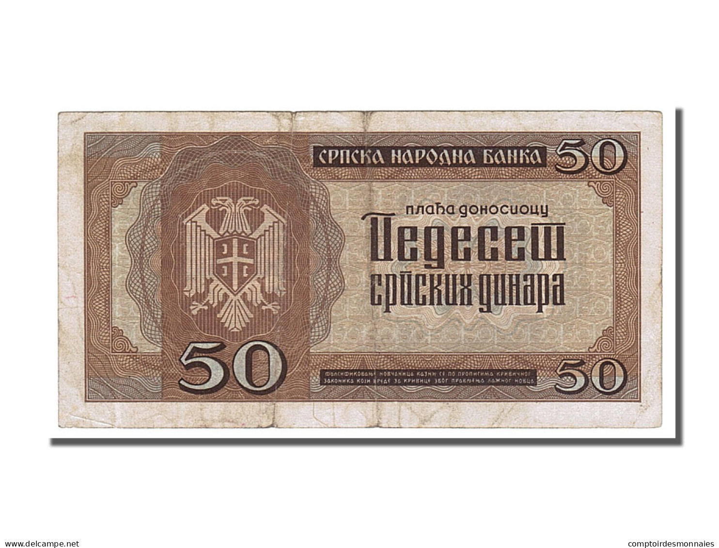 Billet, Serbie, 50 Dinara, 1942, 1942-05-01, TTB+ - Serbia