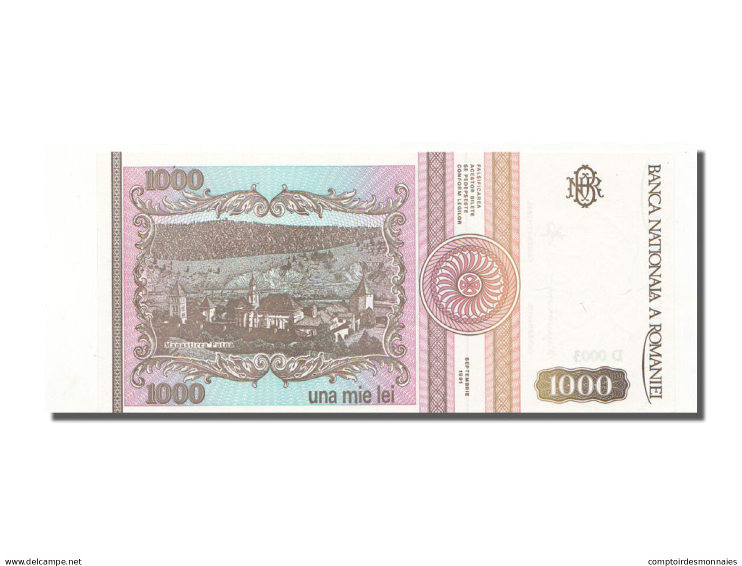 Billet, Roumanie, 1000 Lei, 1991, 1991-09-01, NEUF - Roumanie