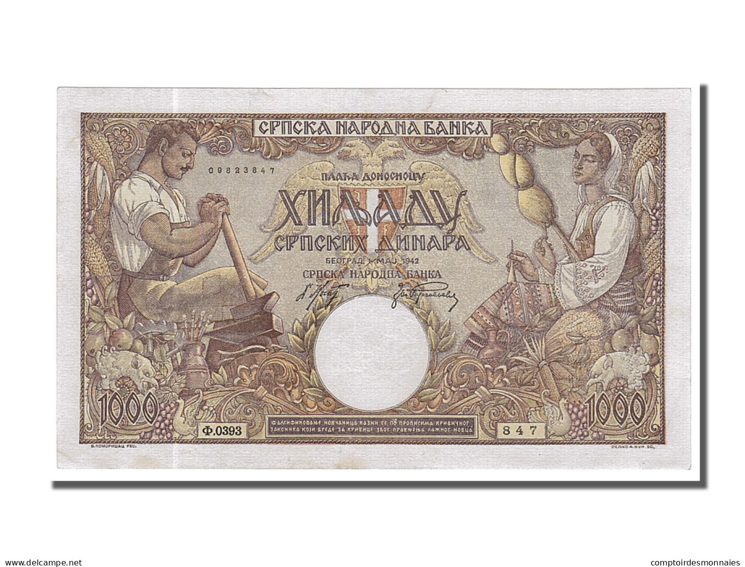 Billet, Serbie, 1000 Dinara, 1942, 1942-05-01, NEUF - Serbie