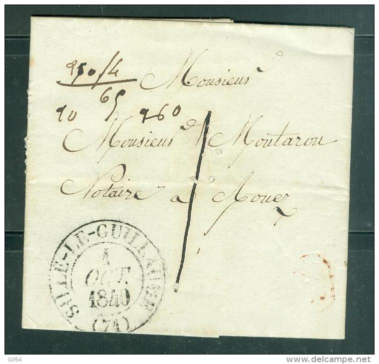 Lettre En Port Local Taxe 1 Decime ( ^m Circonscription Postale Obli Sillé Le Guillame En 1840 Pour Rouez  Aw8803 - 1801-1848: Précurseurs XIX