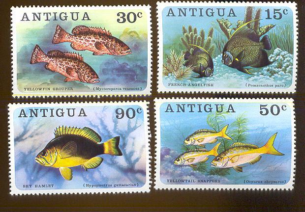 ANTIGUA    444-7  MINT NEVER HINGED SET OF STAMPS OF FISH-MARINE LIFE - Pesci