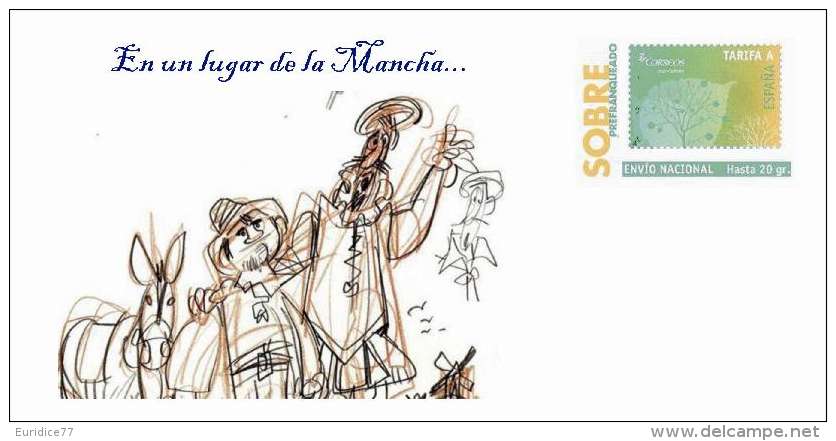 Spain 2013 - Don Quijote De La Mancha By Antonio Mingote Special Prepaid Cover - Ecrivains