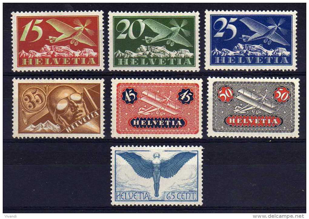 Switzerland - 1923/25 - Airmails (Part Set) - MH - Unused Stamps