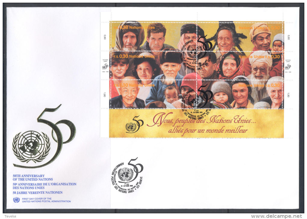 UN Maxi FDC - GE 1995 01 - 50 Years United Nations - FDC