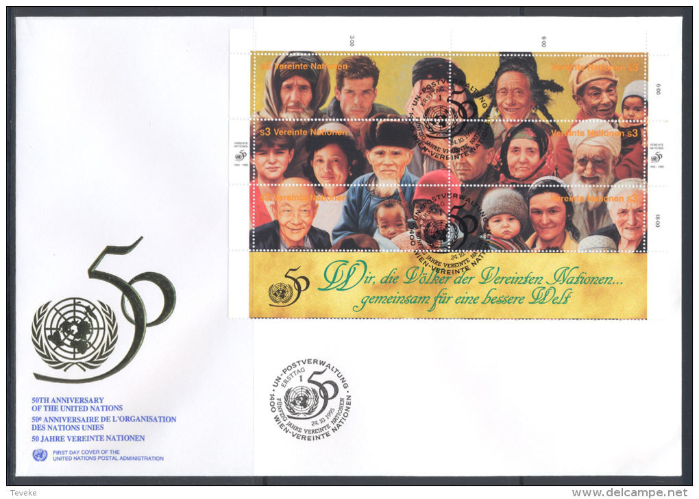 UN Maxi FDC - WE 1995 01 - 50 Years United Nations - FDC