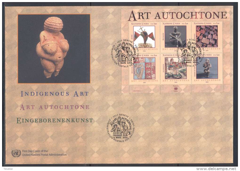 UN Maxi FDC - GE 2004 01 - Indigenous Art (II) - Art Autochtone - Eingeborenenkunst - FDC