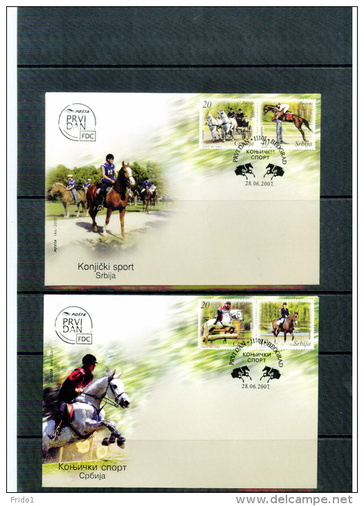 Serbia / Serbien 2007 Horse Racing FDC - Reitsport