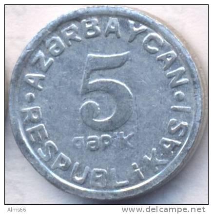 Azerbaijan 1993 5 Qapik XF Coin Aluminum KM#1a - Azerbeidzjan