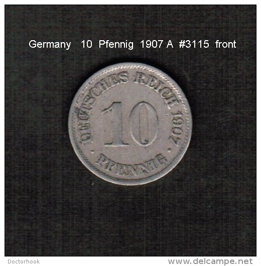 GERMANY     10  PFENNIG  1907 A  (KM # 12) - 10 Pfennig