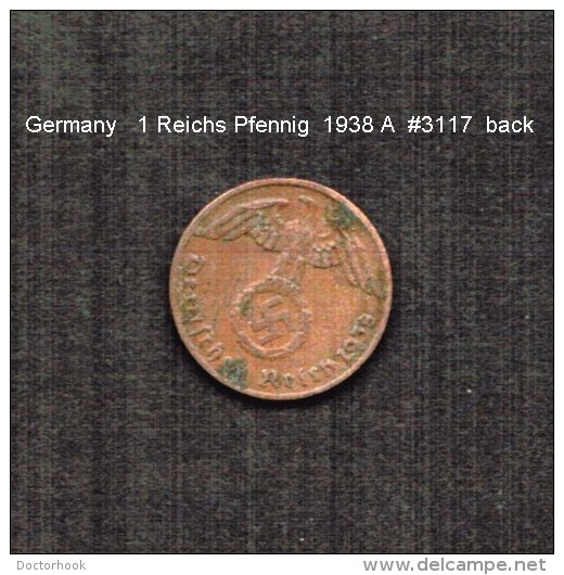 GERMANY     1  REICHSPFENNIG  1938 A  (KM # 89) - 1 Reichspfennig