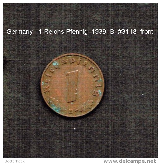 GERMANY     1  REICHSPFENNIG  1939 B  (KM # 89) - 1 Reichspfennig