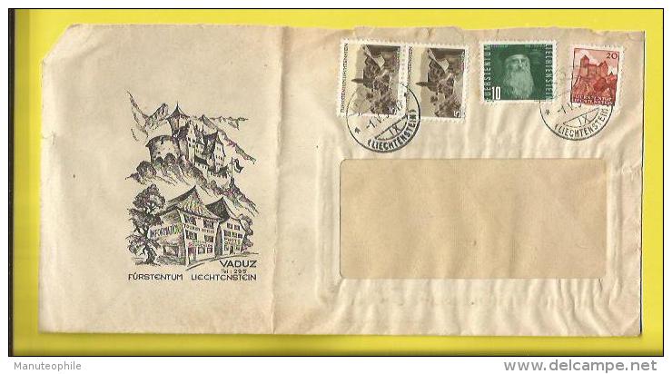 Belle Enveloppe Publicitaire Du LIECHTENSTEIN De L'Office De Tourisme De VADUZ Timbres N° 200, 198, Et 24 Aérien (LEONAR - Lettres & Documents