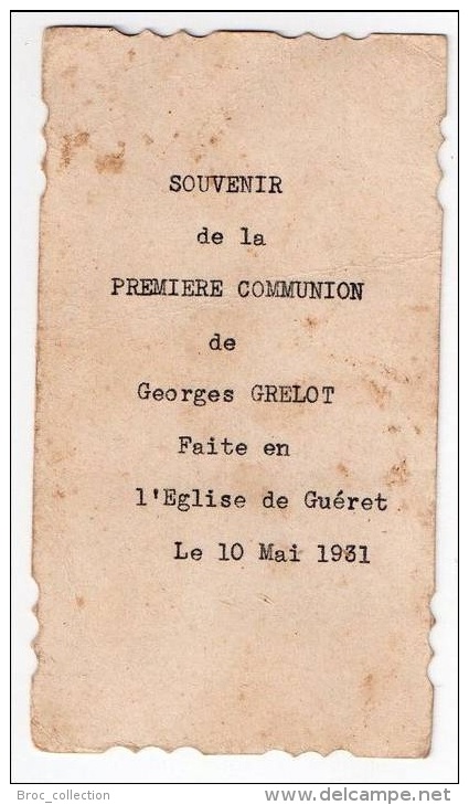 Guéret, Image Pieuse Première Communion, 1931, Georges Grelot, église, Anges - Images Religieuses