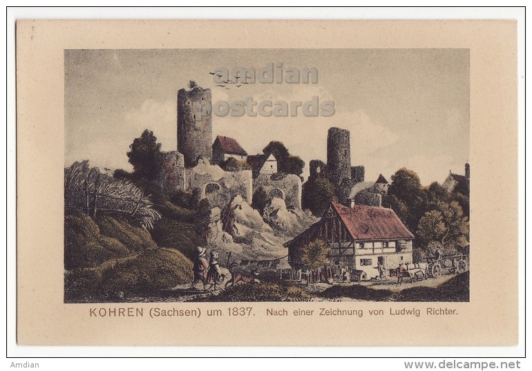 GERMANY AK Kohren (Sachsen) Um 1837, Nach Einer Zeichnung Von Ludwig Richter- 1910s Vintage Hand Colored Postcard [6673] - Kohren-Sahlis
