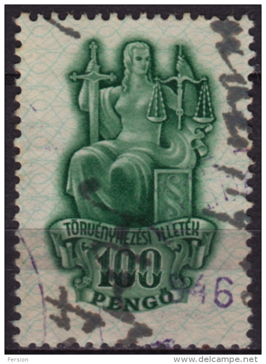 Lady Justice / Roman Mythology - Judaical Revenue Stamp - 1945 Hungary - Used - Mitología