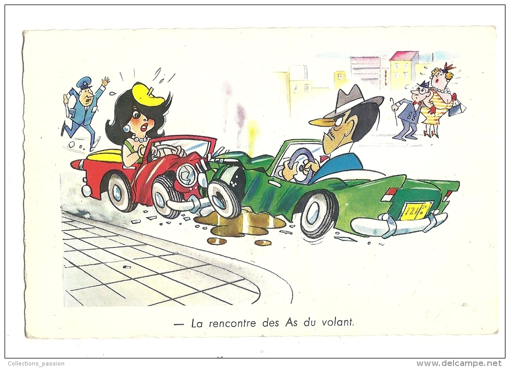 Cp, Humour, La Rencontre Des As Du Volant - Humor