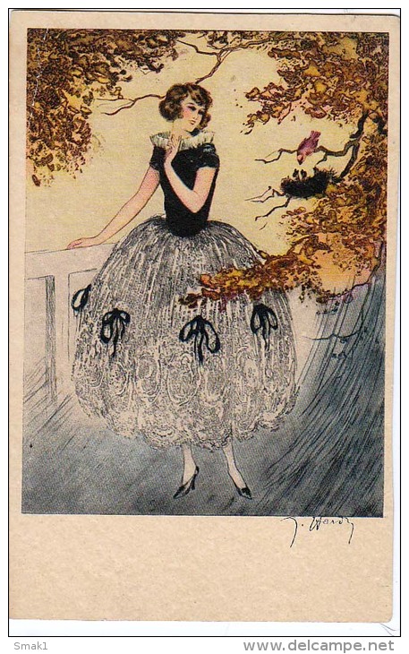 AK KÜNSTLERKARTEN FLORENCE HARDY  Nr. 1962. DAS MÄDCHEN MIT VÖGEL,ART NOUVEAU ,OLD POSTCARD - Hardy, Florence