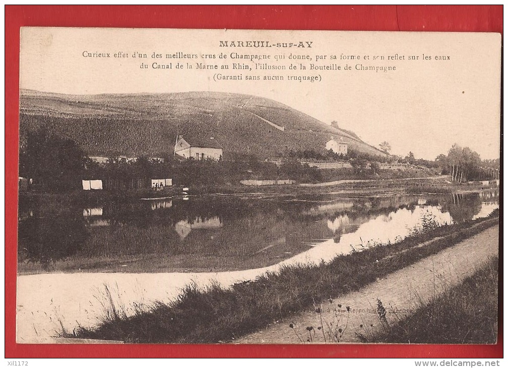 AF-019 Mareuil-sur-Ay , Canal De La Marne Au Rhin, Effet Bouteille De Champagne. Circulé Sous Enveloppe - Mareuil-sur-Ay