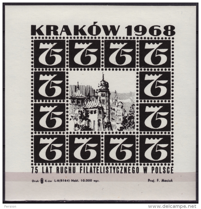 1968 Poland - Philatelist Memorial Sheet - Philatelic Exhibition - Kraków - Ganze Bögen