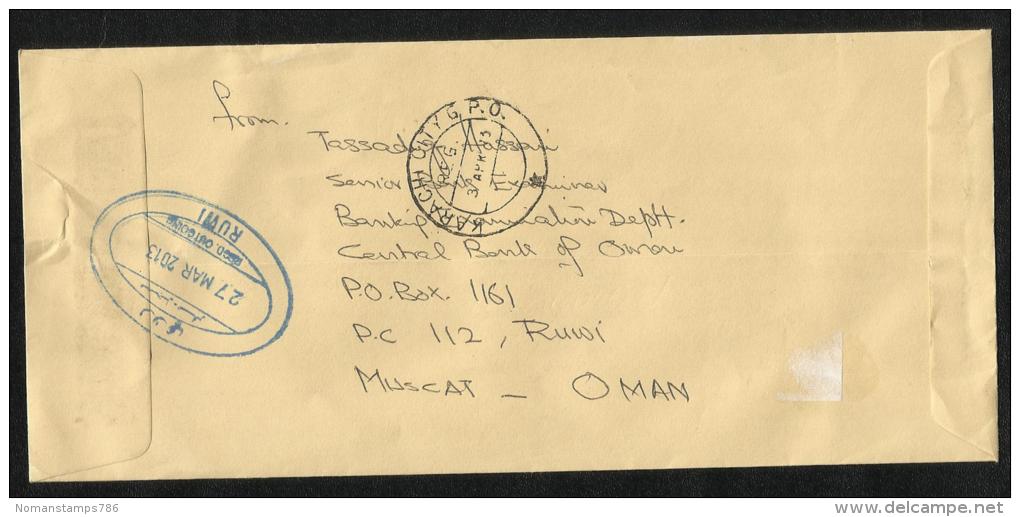 Oman Registered  Postal Used Cover Oman To Pakistan Ships Ship Stamp - Oman