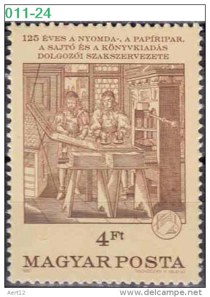 HUNGARY, 1987, Hungarian Printing, Paper And Press Workers Union, MNH (**), Sc/Mi 3074/3906 - Neufs