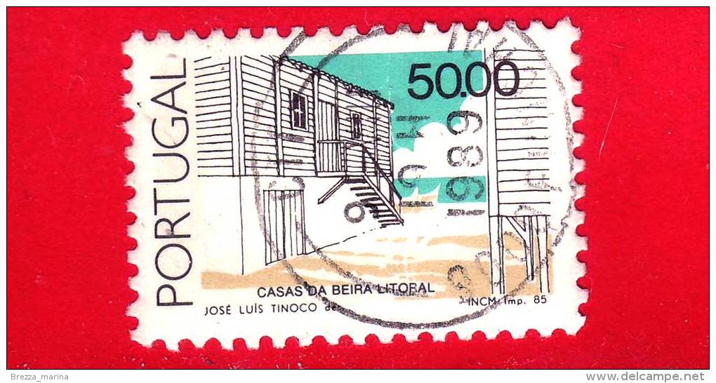 PORTOGALLO - USATO - 1985 - Architettura Locale - Casa Litorale Di Beira - 50.00 - Used Stamps