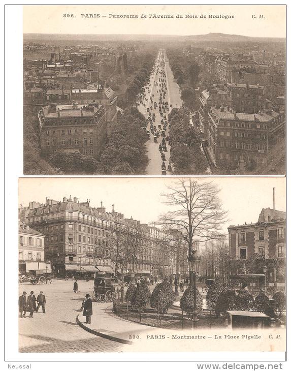 2 Tarjetas Postales  Parisinas - Plazas