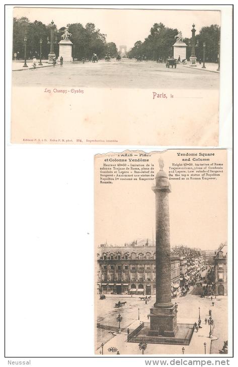 2 Tarjetas Postales  De Paris.-, - Plazas