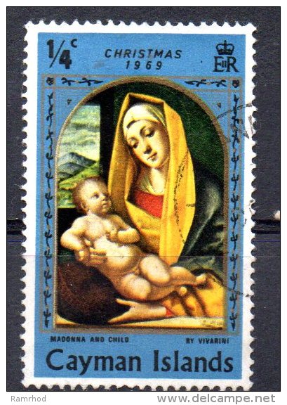 CAYMAN ISLANDS 1969 Christmas - Madonnna & Child - 1/4c Blue FU - Caimán (Islas)