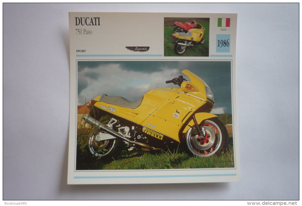 Transports - Sports Moto - Carte Fiche Technique Moto ( Ducati 750 Paso - Sport -1986 ( Description Au Dos - Motorcycle Sport