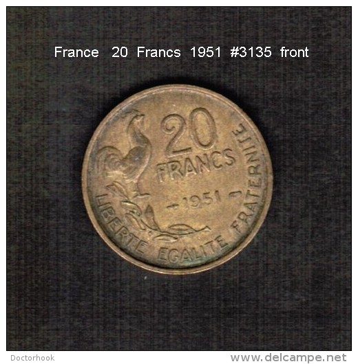 FRANCE     20  FRANCS  1951  (KM # 917.1) - Other & Unclassified