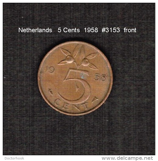 NETHERLANDS    5  CENTS  1958  (KM # 181) - 1948-1980 : Juliana