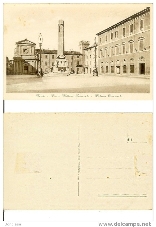 Imola (Bologna): Piazza Vittorio Emanuele - Palazzo Comunale. Cartolina Fp Datata 1935 - Imola