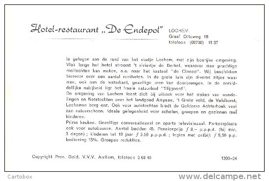 Lochem, Graaf Ottoweg, Hotel-Restaurant "De Endepol"  (promotiekaart VVV) 2 X Scan - Lochem