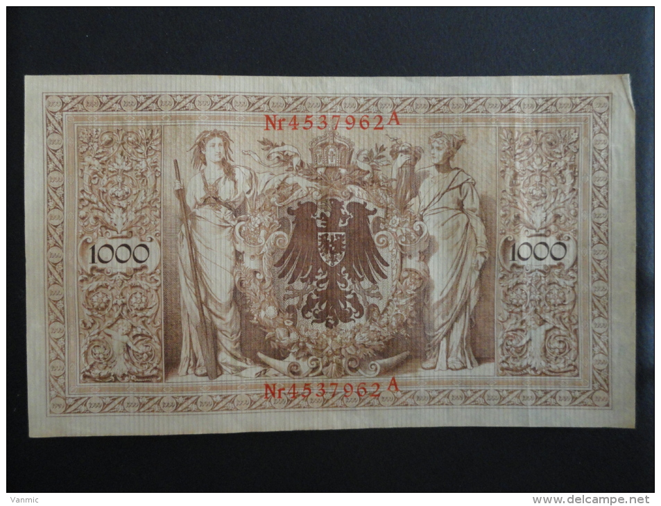 1910 A - 21 Avril 1910 - Billet 1000 Mark - Allemagne - Série A : N° 4537962 A - ReichsBanknote Deutschland Germany - 1000 Mark