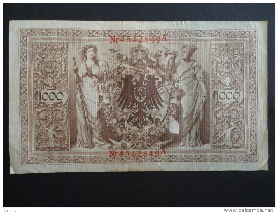 1910 A - 21 Avril 1910 - Billet 1000 Mark - Allemagne - Série A : N° 4542849 A - ReichsBanknote Deutschland Germany - 1000 Mark