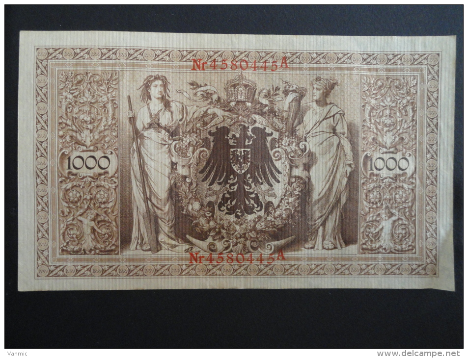 1910 A - 21 Avril 1910 - Billet 1000 Mark - Allemagne - Série A : N° 4580445 A - ReichsBanknote Deutschland Germany - 1.000 Mark