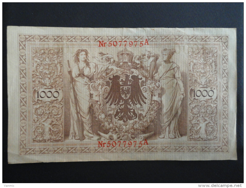 1910 A - 21 Avril 1910 - Billet 1000 Mark - Allemagne - Série A : N° 5077975 A - ReichsBanknote Deutschland Germany - 1.000 Mark