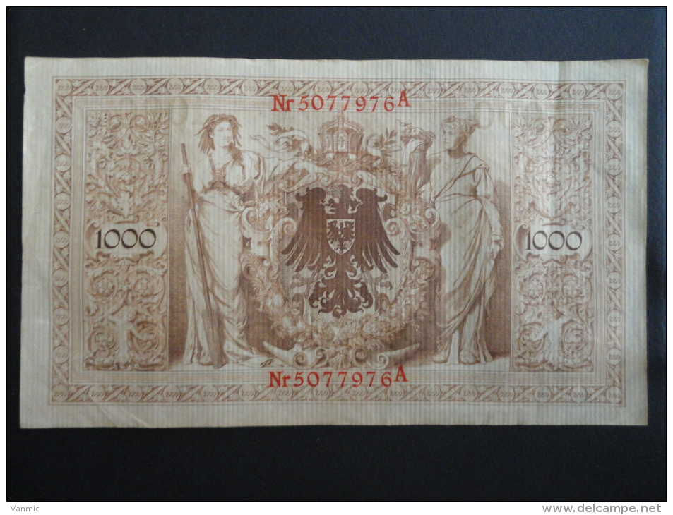 1910 A - 21 Avril 1910 - Billet 1000 Mark - Allemagne - Série A : N° 5077976 A - ReichsBanknote Deutschland Germany - 1.000 Mark