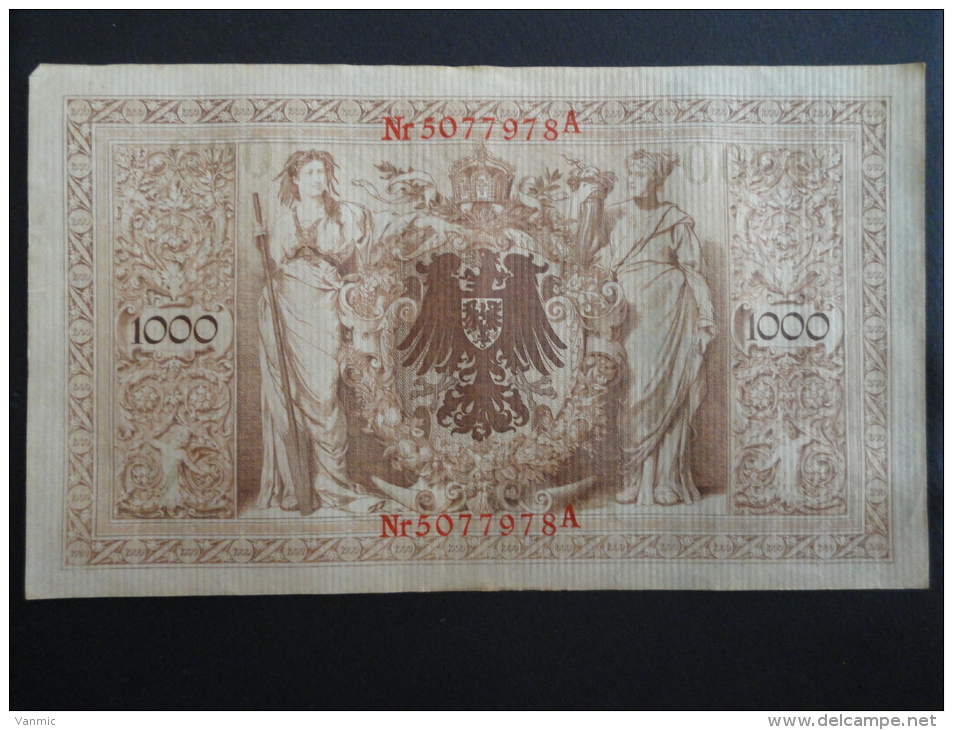 1910 A - 21 Avril 1910 - Billet 1000 Mark - Allemagne - Série A : N° 5077978 A - ReichsBanknote Deutschland Germany - 1.000 Mark