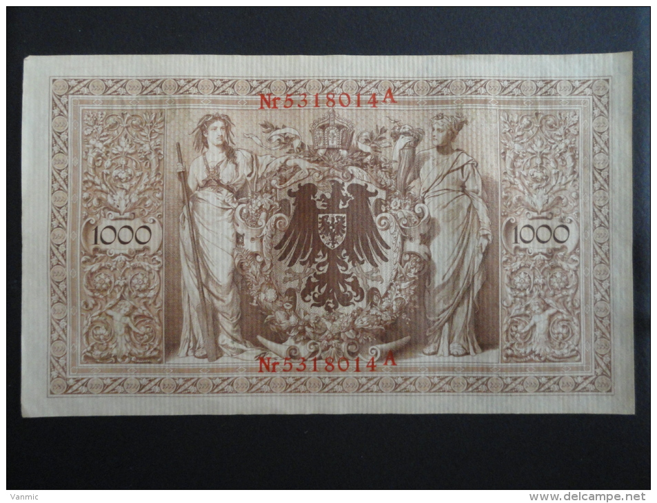 1910 A - 21 Avril 1910 - Billet 1000 Mark - Allemagne - Série A : N° 5318014 A - ReichsBanknote Deutschland Germany - 1.000 Mark