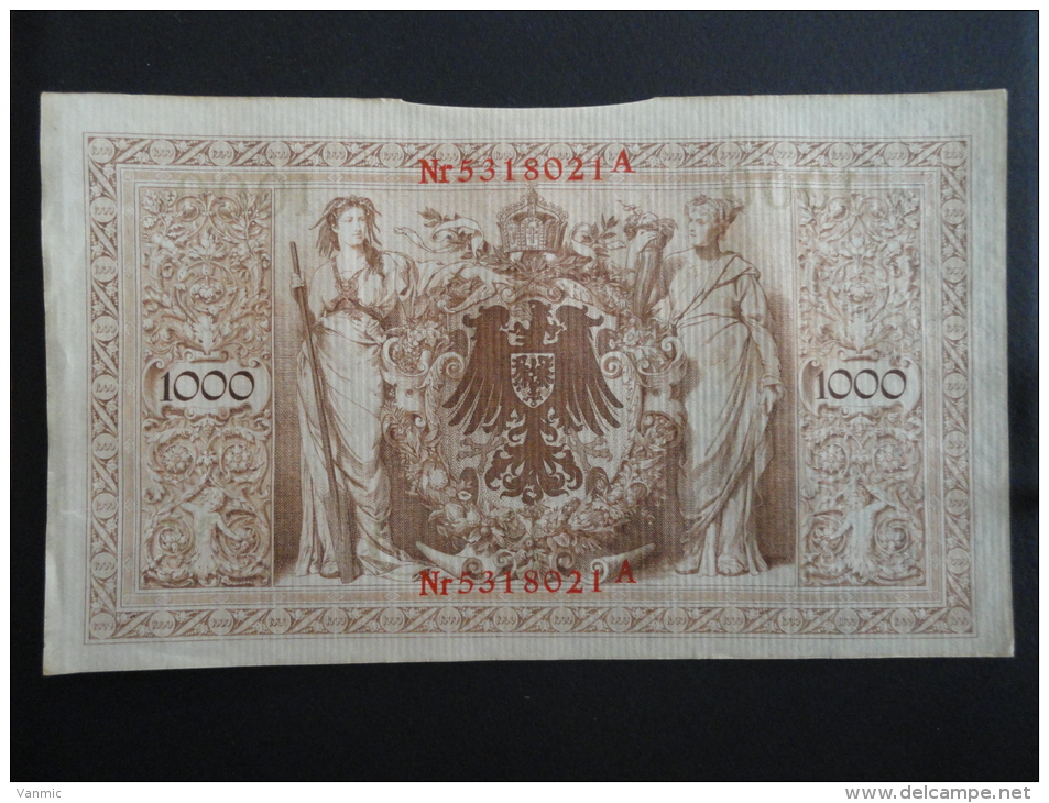 1910 A - 21 Avril 1910 - Billet 1000 Mark - Allemagne - Série A : N° 5318021 A - ReichsBanknote Deutschland Germany - 1.000 Mark