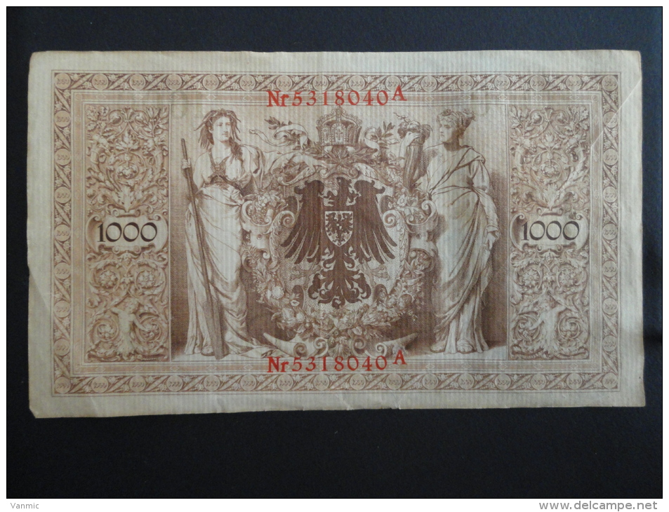 1910 A - 21 Avril 1910 - Billet 1000 Mark - Allemagne - Série A : N° 5318040 A - ReichsBanknote Deutschland Germany - 1000 Mark