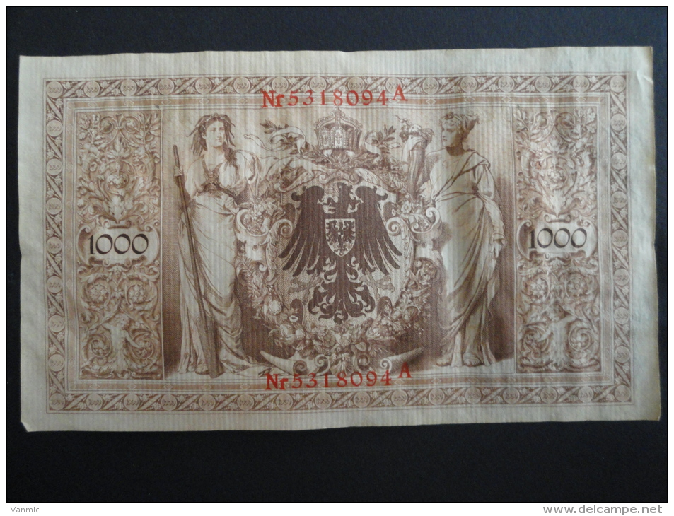 1910 A - 21 Avril 1910 - Billet 1000 Mark - Allemagne - Série A : N° 5318094 A - ReichsBanknote Deutschland Germany - 1000 Mark