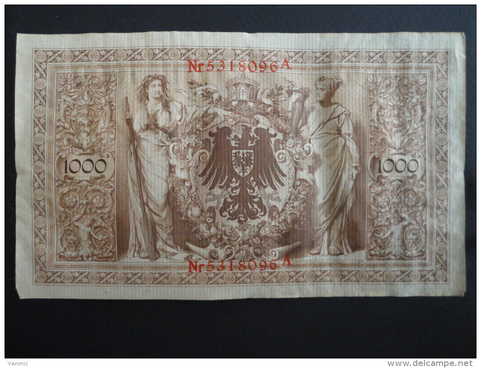 1910 A - 21 Avril 1910 - Billet 1000 Mark - Allemagne - Série A : N° 5318096 A - ReichsBanknote Deutschland Germany - 1000 Mark