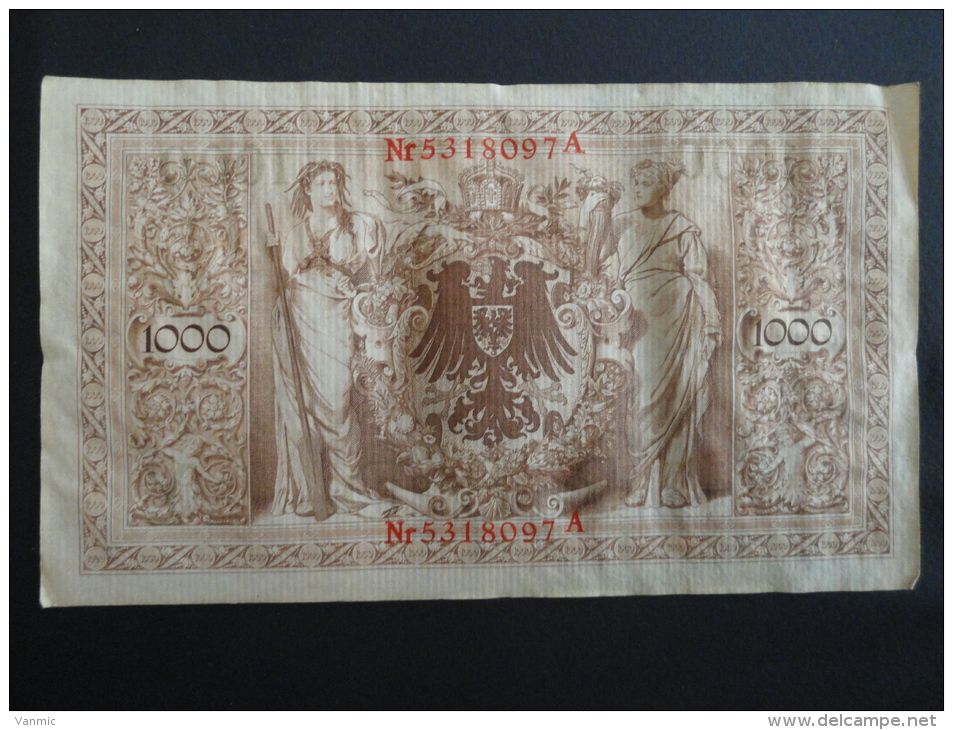 1910 A - 21 Avril 1910 - Billet 1000 Mark - Allemagne - Série A : N° 5318097 A - ReichsBanknote Deutschland Germany - 1000 Mark