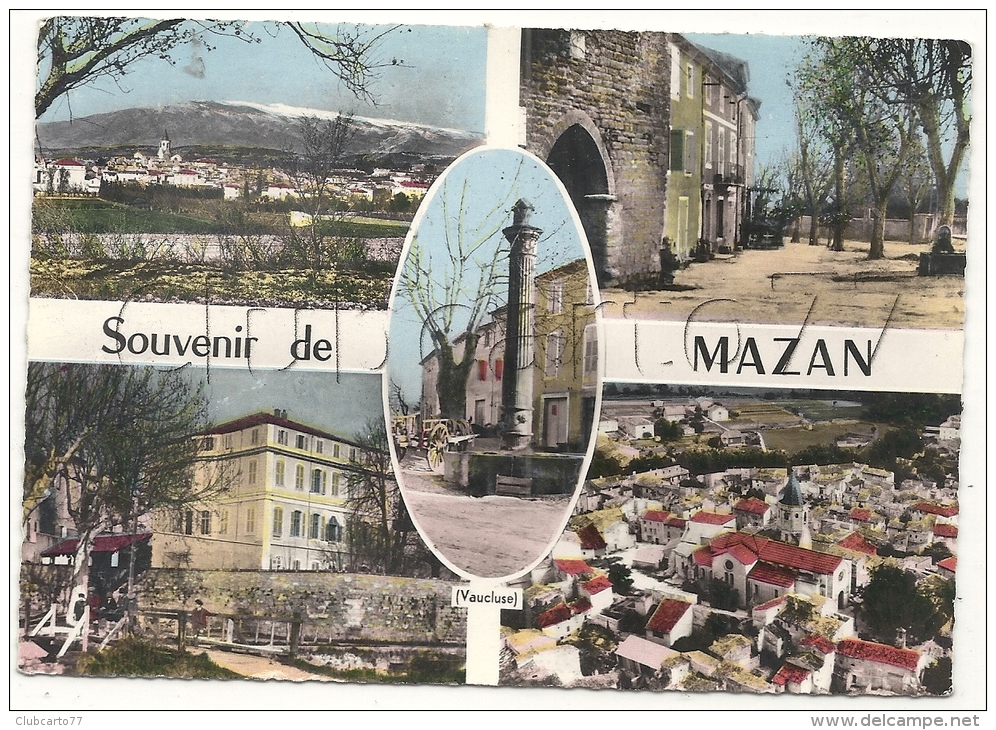 Mazan (84) : 5 Vues Avec Blason  Dont La Place Central Env 1960 (animé) GF. - Mazan