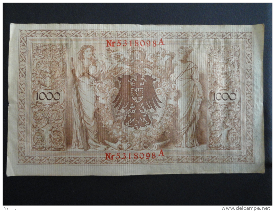 1910 A - 21 Avril 1910 - Billet 1000 Mark - Allemagne - Série A : N° 5318098 A - ReichsBanknote Deutschland Germany - 1.000 Mark