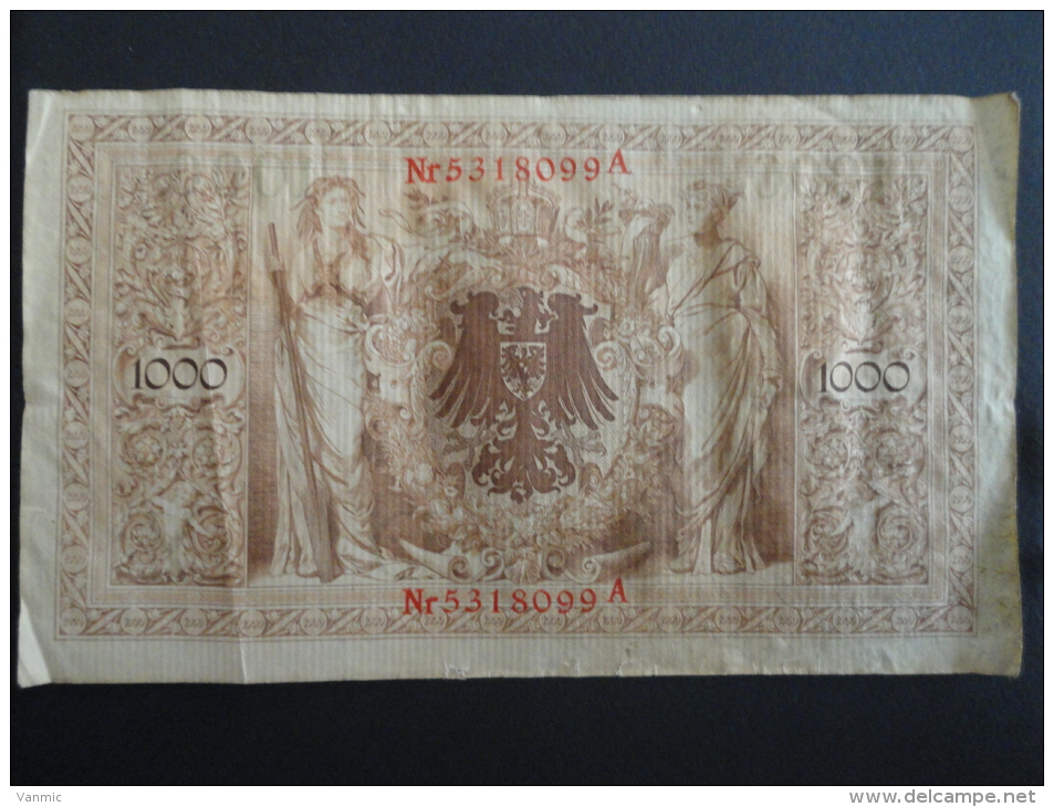 1910 A - 21 Avril 1910 - Billet 1000 Mark - Allemagne - Série A : N° 5318099 A - ReichsBanknote Deutschland Germany - 1000 Mark